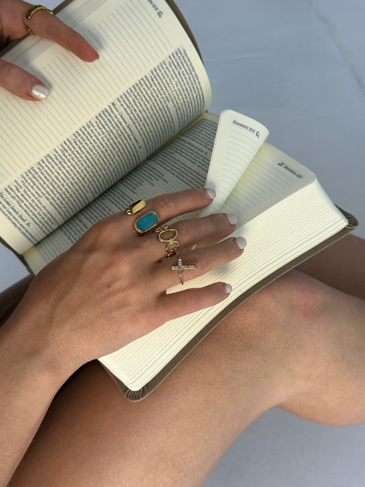 Rhinestone Cross Ring