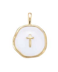 White Enamel Cross Charm